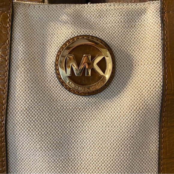 MICHAEL KORS Fulton Canvas & Croc Embossed Leather Tote - Picture 2 of 8